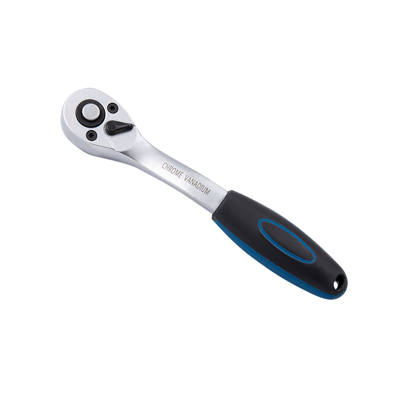 1/4' Dr. Quick-Release Ratchet Handle with Plastic Grip,Curved Handle,5° step ratchet mechanism(72T）