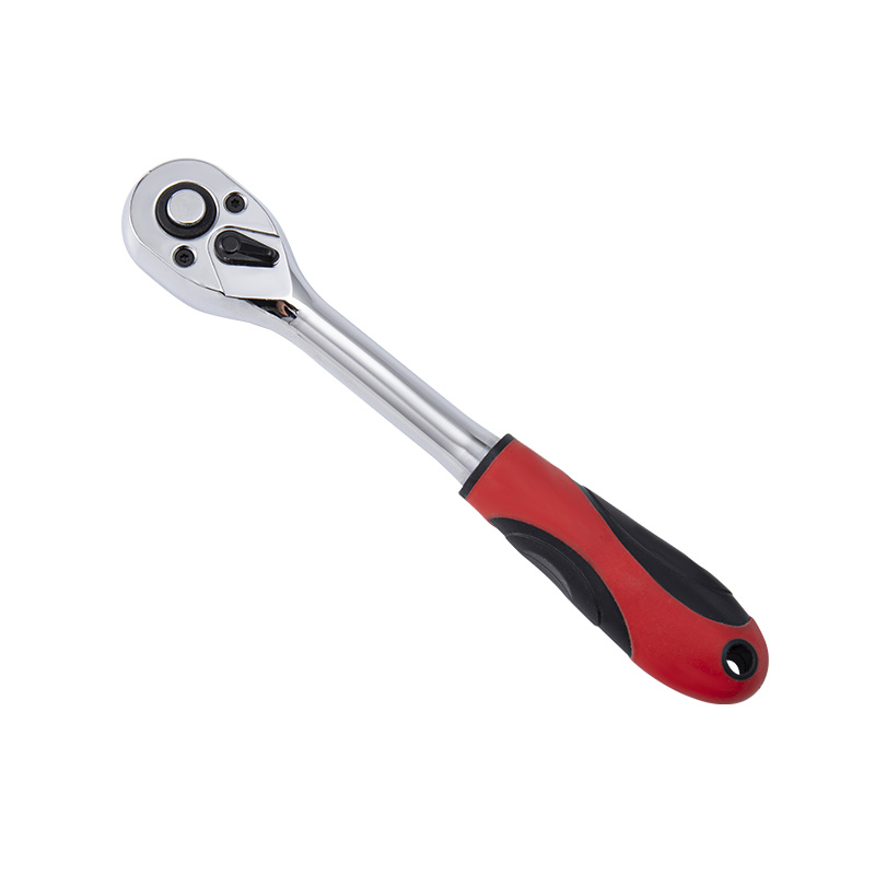 3/8' Dr. Quick-Release Ratchet Handle with Plastic Grip, Chrome Alloy Made,3/8'Square Drive Socket Wrench(72T）