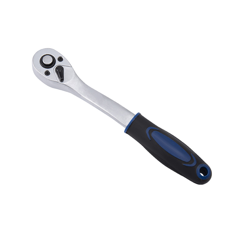 3/8' Dr. Quick-Release Ratchet Handle with Plastic Grip,Curved Handle and Matte Finish (72T）