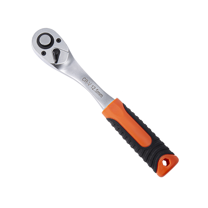 1/2' Dr. Quick-Release Ratchet Handle with Plastic Grip,Large Curved,Matte Finish/Satin Finish (72T）