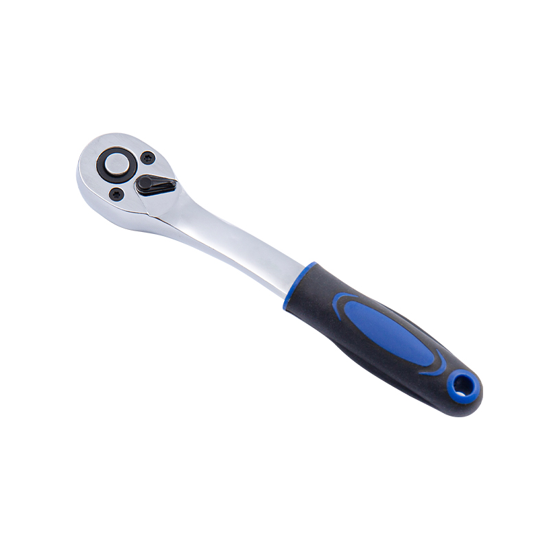 1/4' Dr. Quick-Release Ratchet Handle with Plastic Grip,Curved Handle, Full Polished (72T）